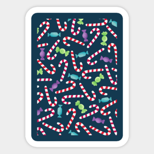 Candy Cane and Sweets - Blue Sticker